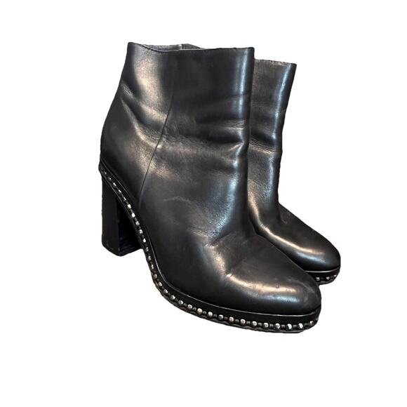 Coach Justina Bootie Womens 8 Black Calf Leather Bead Chain Urban Edge Rock Glam - Picture 1 of 9